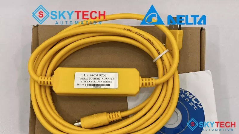 Lập trình truyền thông PLC Delta điều khiển biến tần Delta qua Modbus RS485 5 Cáp lập trình PLC Delta USB-ACAB230