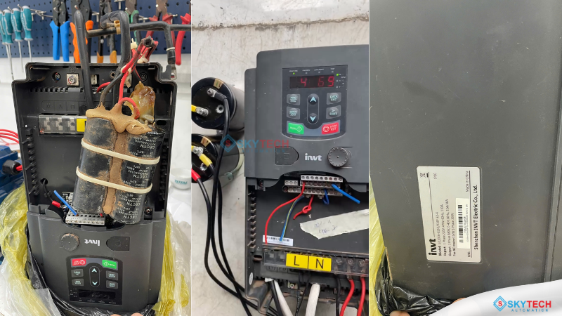 Dịch Vụ Sửa Chữa Biến Tần Uy Tín Tại TPHCM - SKYTECH GROUP 26 Sửa chữa biến tần INVT 15kW 1P220-3P380 nổ tụ, chạm nguồn