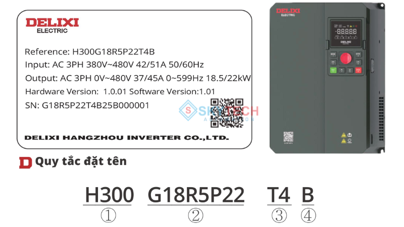 Biến tần Delixi H300G0R40P75T4B 0.75kW 3 pha 380V 1 bien tan delixi h300g0r40p75t4b 1